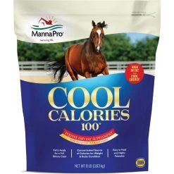 Manna Pro Cool Calories 100 Healthy Weight Gain Equine Dry Fat Horse Supplement, 8-lb Bag