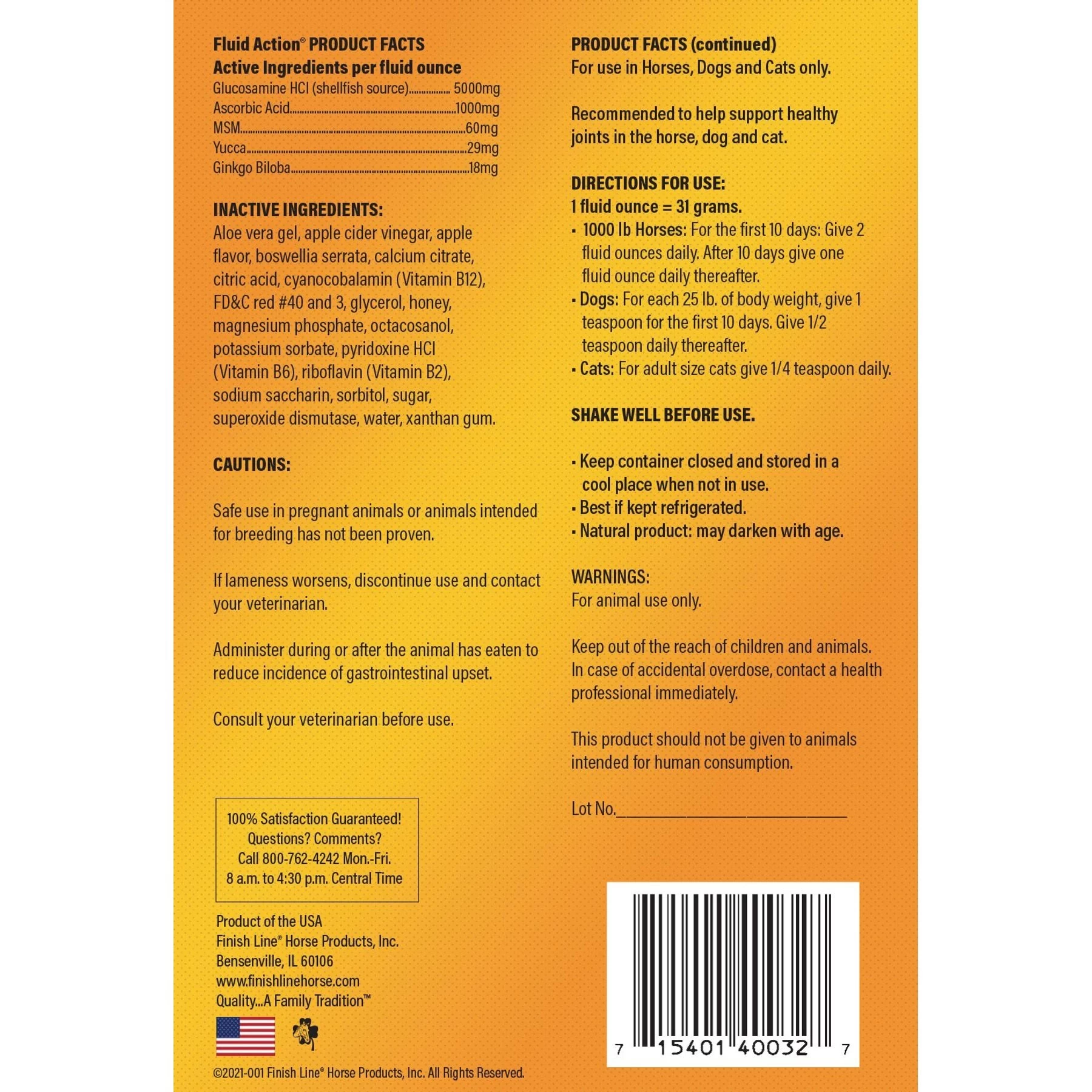 Finish Line Fluid Action Liquid Horse Supplement, 32-oz Bottle 2 Finish Line Fluid Action Liquid Horse Supplement, 32-oz Bottle - Image 2