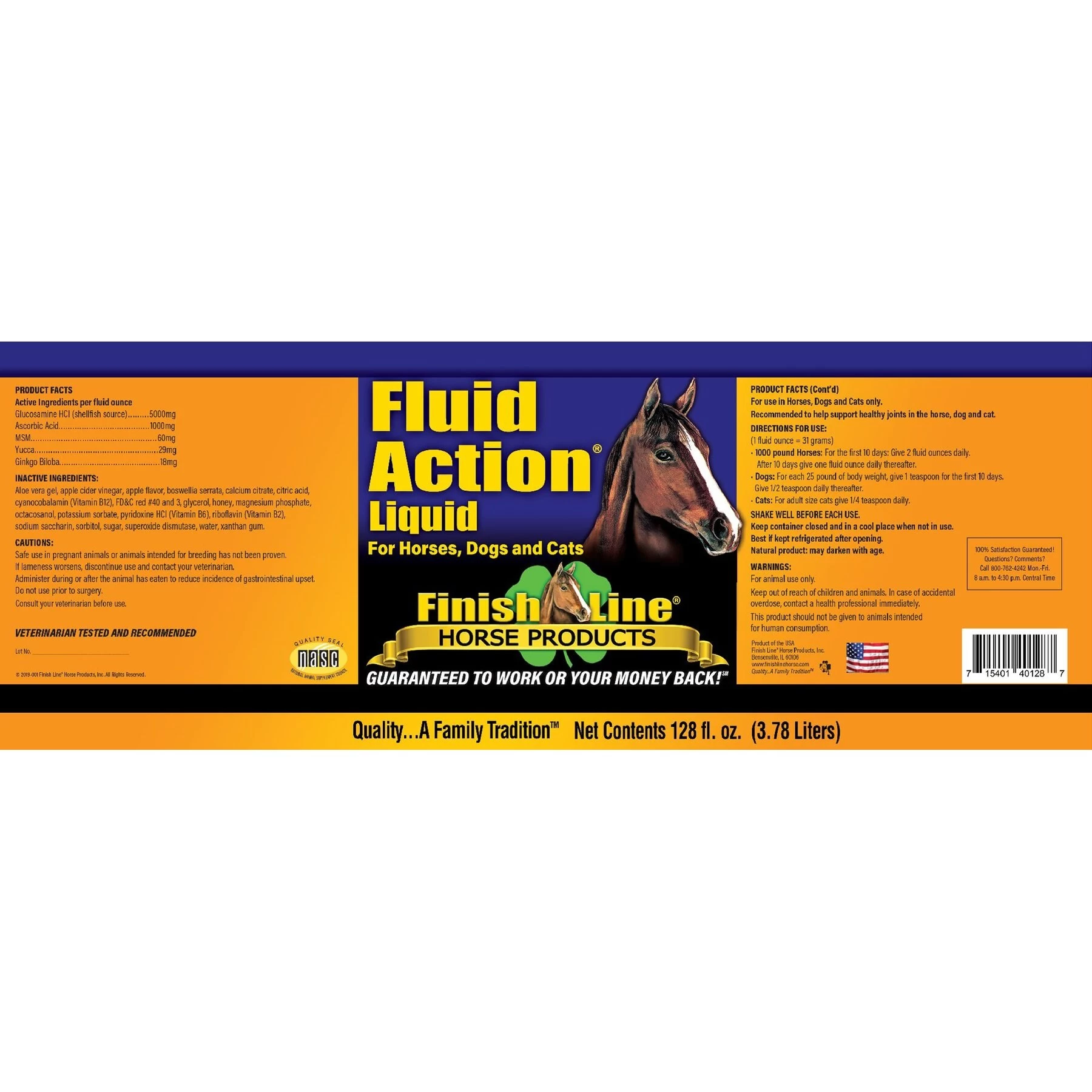 Finish Line Fluid Action Liquid Horse Supplement, 128-oz Bottle 2 Finish Line Fluid Action Liquid Horse Supplement, 128-oz Bottle - Image 2