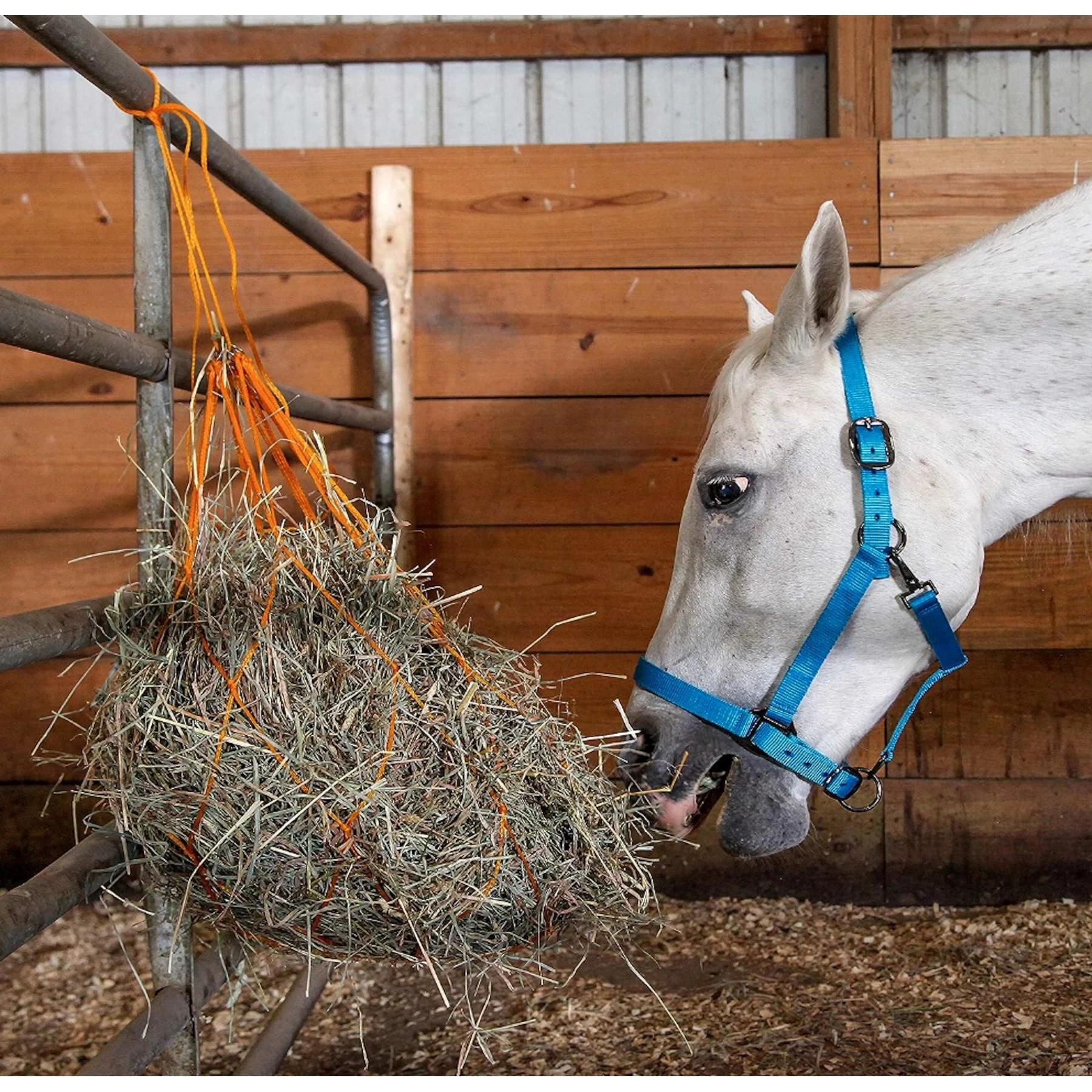 Majestic Ally Nylon Reflective Hole Hay Bag With Mesh Ventilation Gusset With 36-in Hay Net Horse Supplies 6 Majestic Ally Nylon Reflective Hole Hay Bag With Mesh Ventilation Gusset With 36-in Hay Net Horse Supplies - Image 6