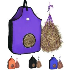 Majestic Ally Nylon Reflective Hole Hay Bag With Mesh Ventilation Gusset PUR Horse Supplies, Purple