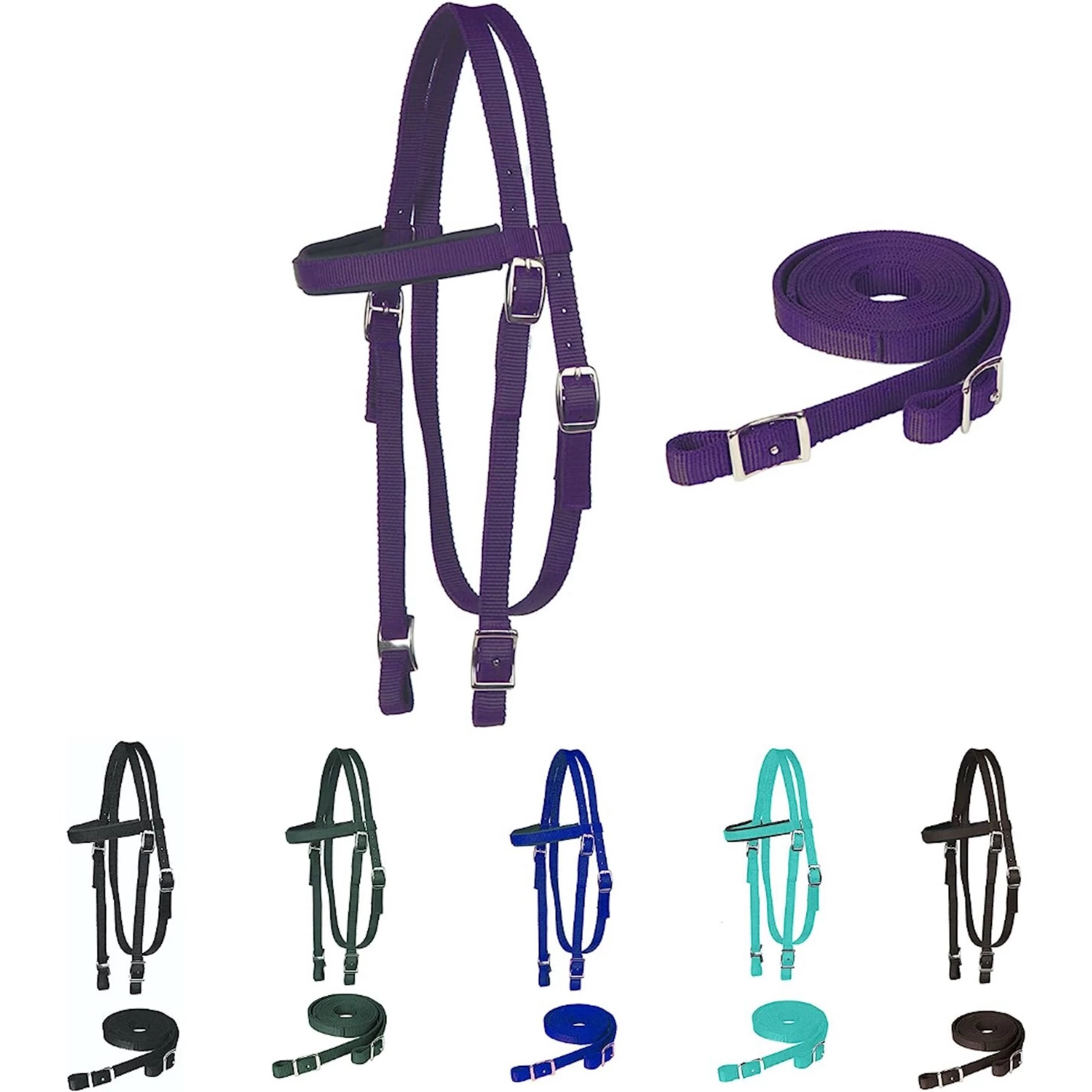 Majestic Ally Nylon Padded Browband Headstall With Reins Horse Tack 1 Majestic Ally Nylon Padded Browband Headstall With Reins Horse Tack