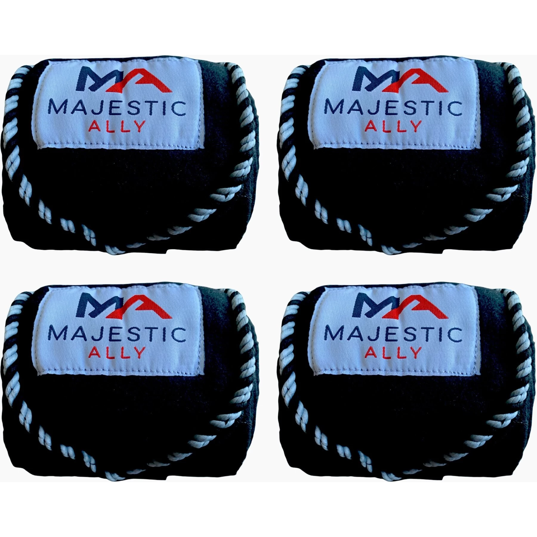 Majestic Ally Polo Wraps With Braided Rope Horse Wrap, Black 3 Majestic Ally Polo Wraps With Braided Rope Horse Wrap, Black - Image 3